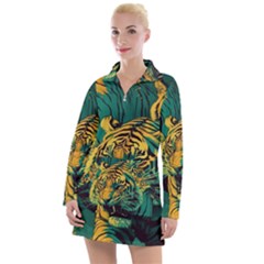 Tiger Women s Long Sleeve Casual Dress by danenraven