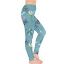 Butterfly Flower Blue Background Leggings  View4