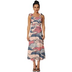 Waves Ocean Sea Water Pattern Rough Seas Tie-strap Tiered Midi Chiffon Dress by danenraven