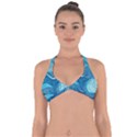 Ocean Waves Sea Abstract Pattern Water Blue Halter Neck Bikini Top View1