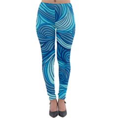 Ocean Waves Sea Abstract Pattern Water Blue Lightweight Velour Leggings by danenraven