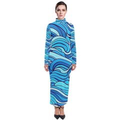 Pattern Ocean Waves Blue Nature Sea Abstract Turtleneck Maxi Dress by danenraven