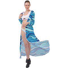 Pattern Ocean Waves Blue Nature Sea Abstract Maxi Chiffon Beach Wrap by danenraven