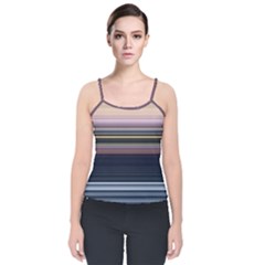 Horizontal Line Strokes Color Lines Velvet Spaghetti Strap Top by Bangk1t