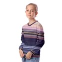 Horizontal Line Strokes Color Lines Kids  Long Sleeve Tee with Frill  View2