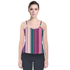 Vertical Line Color Lines Texture Velvet Spaghetti Strap Top by Bangk1t