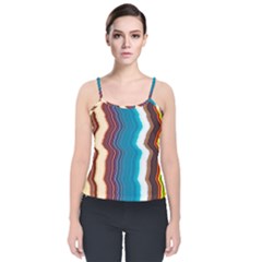 Line Vertical Lines Color Lines Velvet Spaghetti Strap Top by Bangk1t