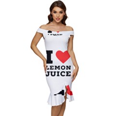 I Love Lemon Juice Off Shoulder Ruffle Split Hem Bodycon Dress by ilovewhateva