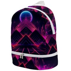 Synthwave City Retrowave Wave Zip Bottom Backpack by Bangk1t