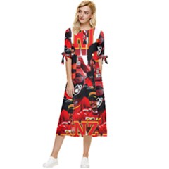 Carlos Sainz Bow Sleeve Chiffon Midi Dress by Boster123