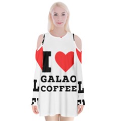 I Love Galao Coffee Velvet Long Sleeve Shoulder Cutout Dress by ilovewhateva