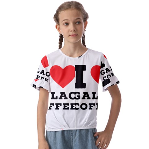 I Love Galao Coffee Kids  Cuff Sleeve Scrunch Bottom Tee by ilovewhateva