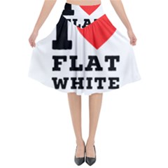 I Love Flat White Flared Midi Skirt by ilovewhateva