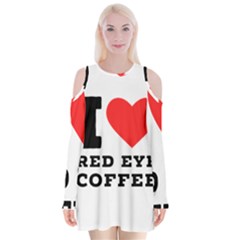 I Love Red Eye Coffee Velvet Long Sleeve Shoulder Cutout Dress by ilovewhateva