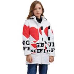 I Love Lungo Coffee  Kids  Hooded Longline Puffer Jacket by ilovewhateva