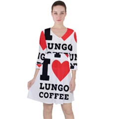 I Love Lungo Coffee  Quarter Sleeve Ruffle Waist Dress by ilovewhateva