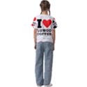 I love lungo coffee  Kids  Cuff Sleeve Scrunch Bottom Tee View2