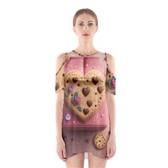 Cookies Valentine Heart Holiday Gift Love Shoulder Cutout One Piece Dress by Ndabl3x