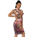 Cookies Valentine Heart Holiday Gift Love Vintage Frill Sleeve V-Neck Bodycon Dress View3