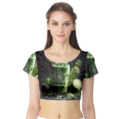 Drink Spinach Smooth Apple Ginger Short Sleeve Crop Top by Ndabl3x