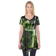 Drink Spinach Smooth Apple Ginger Short Sleeve Tunic  by Ndabl3x