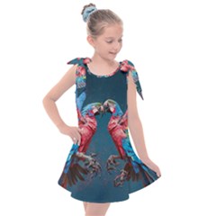 Birds Parrots Love Ornithology Species Fauna Kids  Tie Up Tunic Dress by Ndabl3x