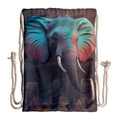 Elephant Tusks Trunk Wildlife Africa Drawstring Bag (large) by Ndabl3x