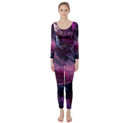 Landscape Painting Purple Tree Long Sleeve Catsuit by Ndabl3x