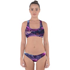 Landscape Painting Purple Tree Cross Back Hipster Bikini Set by Ndabl3x