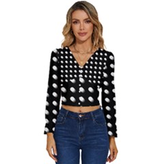 Background Dots Circles Graphic Long Sleeve V-neck Top by Ndabl3x