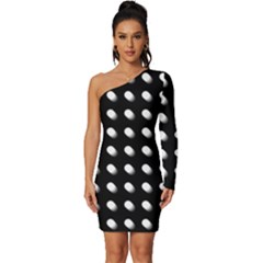 Background Dots Circles Graphic Long Sleeve One Shoulder Mini Dress by Ndabl3x