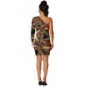 Geometric Art Fractal Abstract Art Long Sleeve One Shoulder Mini Dress View4