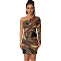 Geometric Art Fractal Abstract Art Long Sleeve One Shoulder Mini Dress View1