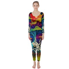 Mushrooms Fungi Psychedelic Long Sleeve Catsuit by Ndabl3x