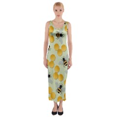 Honey Bee Bees Pattern Fitted Maxi Dress by Ndabl3x