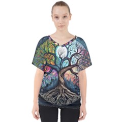 Tree Colourful V-neck Dolman Drape Top by Ndabl3x