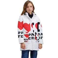 I Love Frappe Coffee Kids  Hooded Longline Puffer Jacket by ilovewhateva