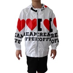 I Love Cream Coffee Kids  Hooded Windbreaker by ilovewhateva