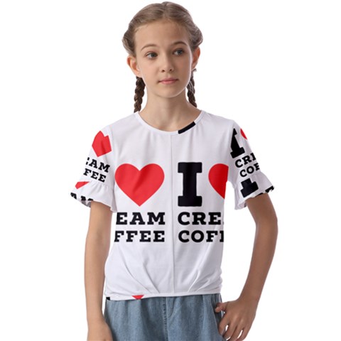 I Love Cream Coffee Kids  Cuff Sleeve Scrunch Bottom Tee by ilovewhateva