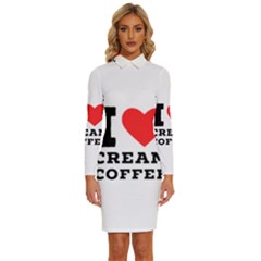 I Love Cream Coffee Long Sleeve Shirt Collar Bodycon Dress by ilovewhateva