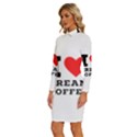 I love cream coffee Long Sleeve Shirt Collar Bodycon Dress View2