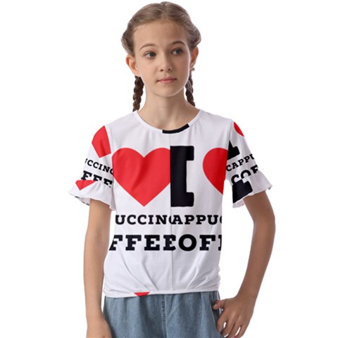 I Love Cappuccino Coffee Kids  Cuff Sleeve Scrunch Bottom Tee by ilovewhateva