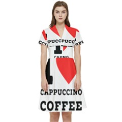 I Love Cappuccino Coffee Short Sleeve Waist Detail Dress by ilovewhateva