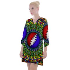 Grateful Dead Pattern Open Neck Shift Dress by Wav3s