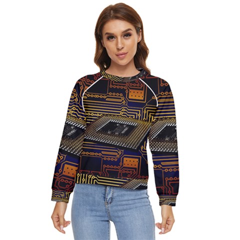 Processor Cpu Board Circuit Women s Long Sleeve Raglan Tee by Wav3s