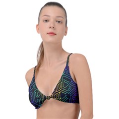 Circuit Hexagonal Geometric Pattern Background Pattern Knot Up Bikini Top by Wav3s