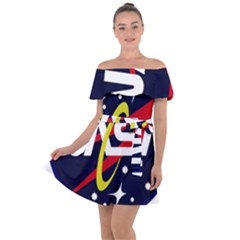 Nasa Insignia Off Shoulder Velour Dress by Wav3s