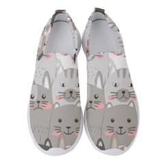 Cute Cats Seamless Pattern Women s Slip On Sneakers by Wav3s