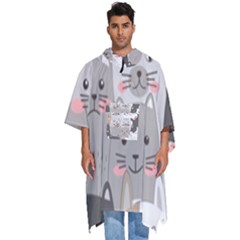 Cute Cats Seamless Pattern Men s Hooded Rain Ponchos by Wav3s