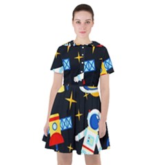 Space Seamless Pattern Sailor Dress by Wav3s